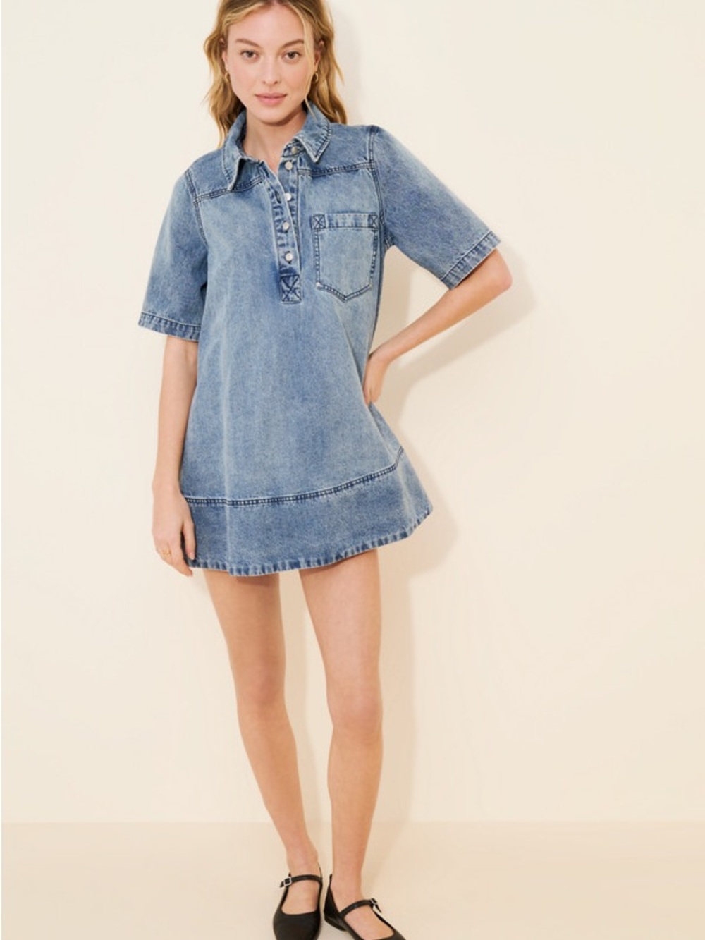 Free People Remino Denim Mini Dress - Picture 3 of 12